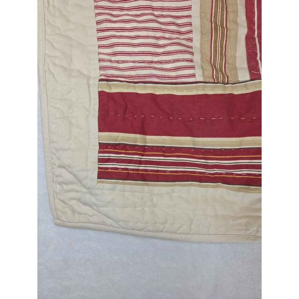 2 Pottery Barn‎ Vintage Stripe Patchwork Quilted Pillow Shams Ticking 2007 STD